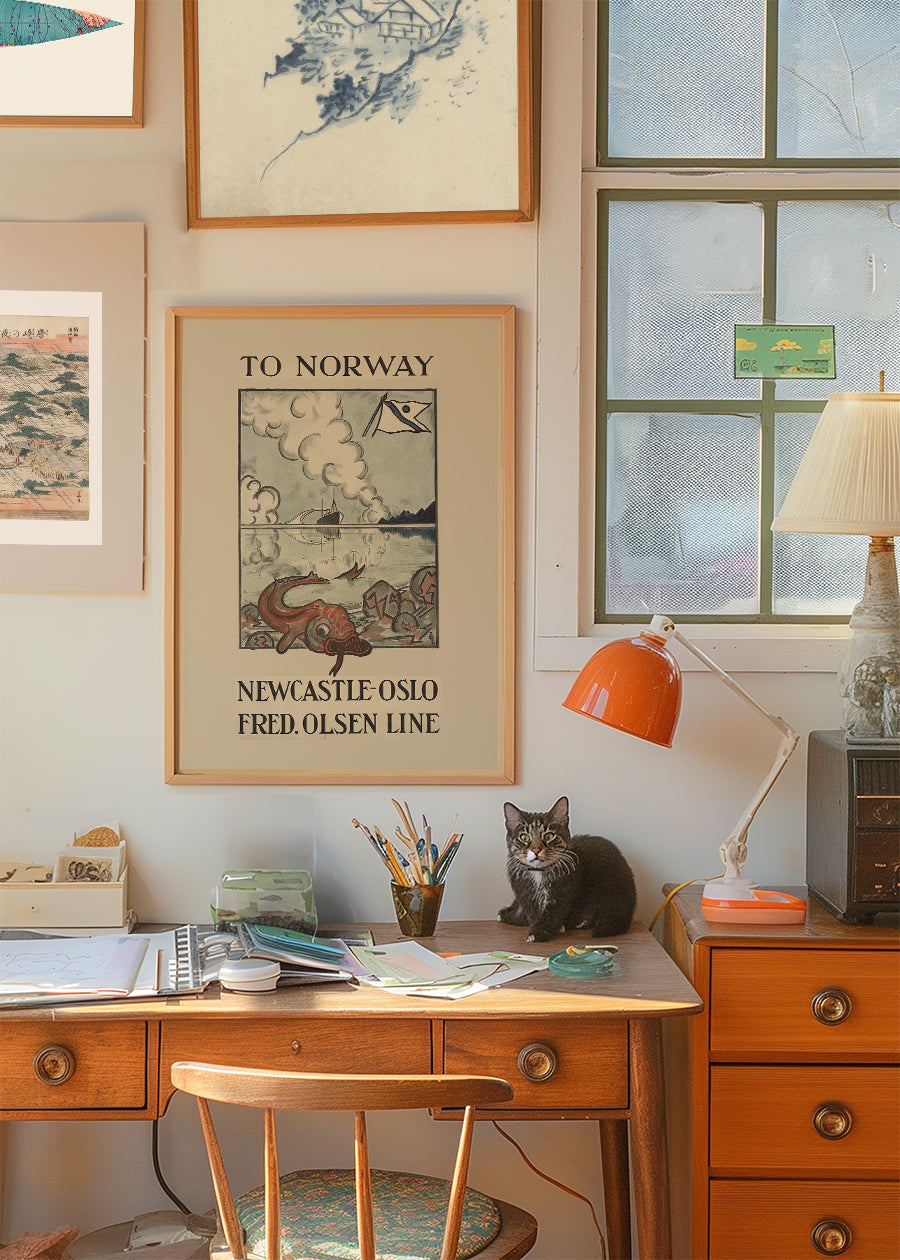 Vintage Ferry Poster – Newcastle to Oslo Print