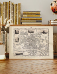 Vintage Newcastle Upon Tyne Landscape Map Print