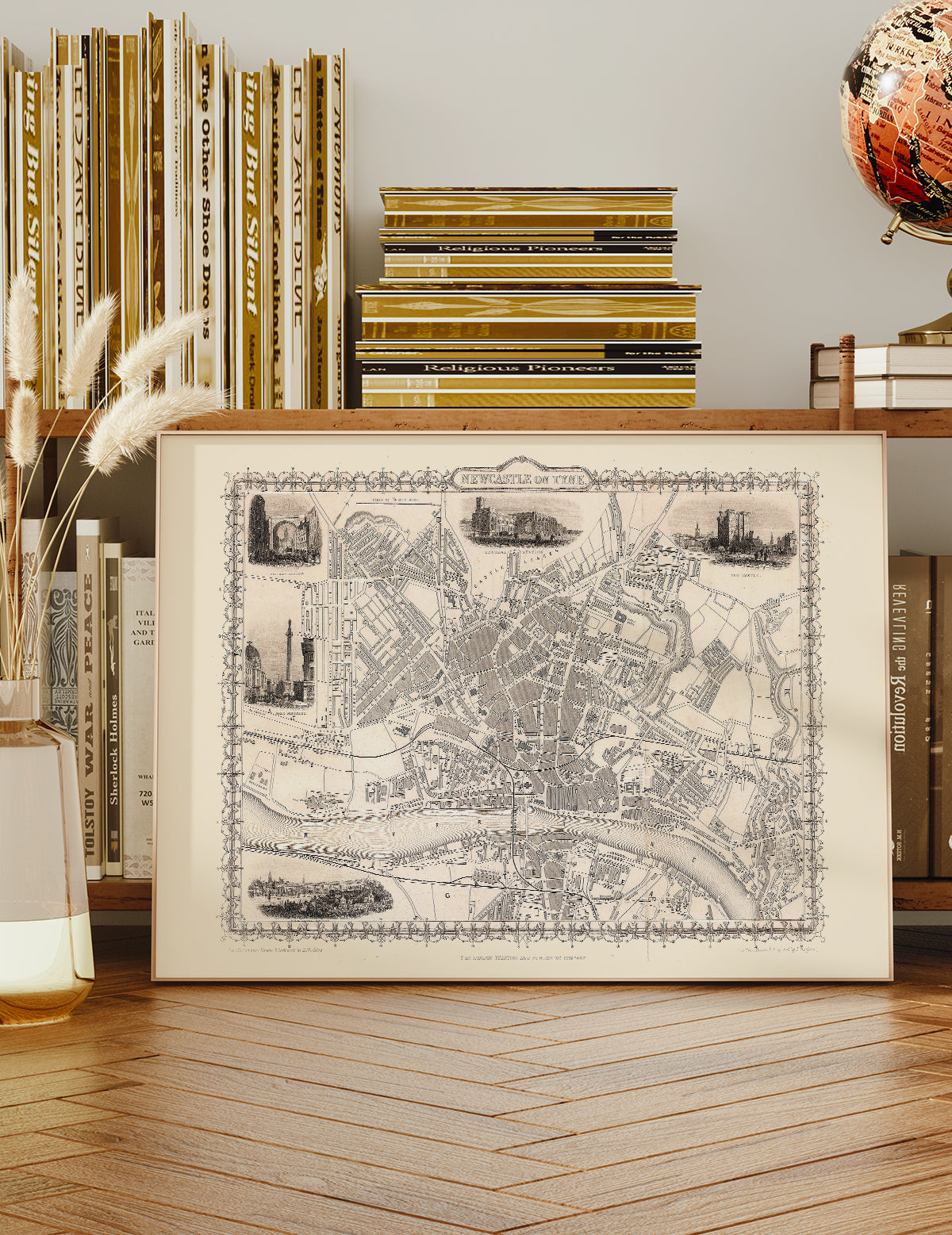 Vintage Newcastle Upon Tyne Landscape Map Print