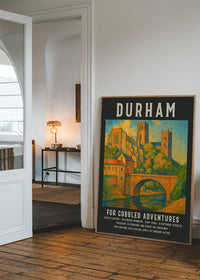 Vintage Railway Style Durham Tourist Poster Print