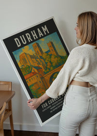 Vintage Railway Style Durham Tourist Poster Print