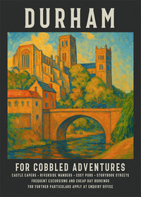 Vintage Railway Style Durham Tourist Poster Print