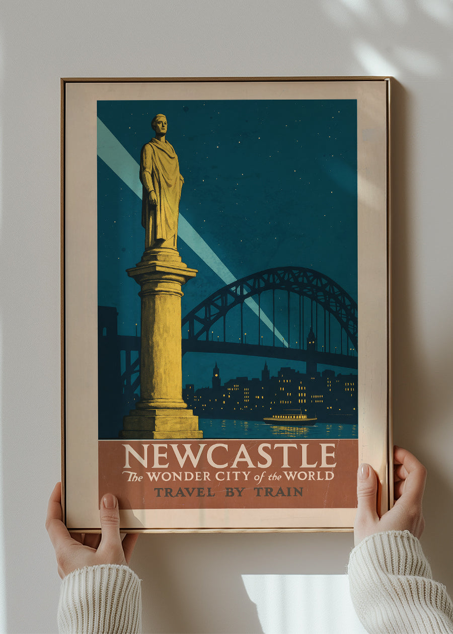 Newcastle Wonder City Monument Tourist Poster Print