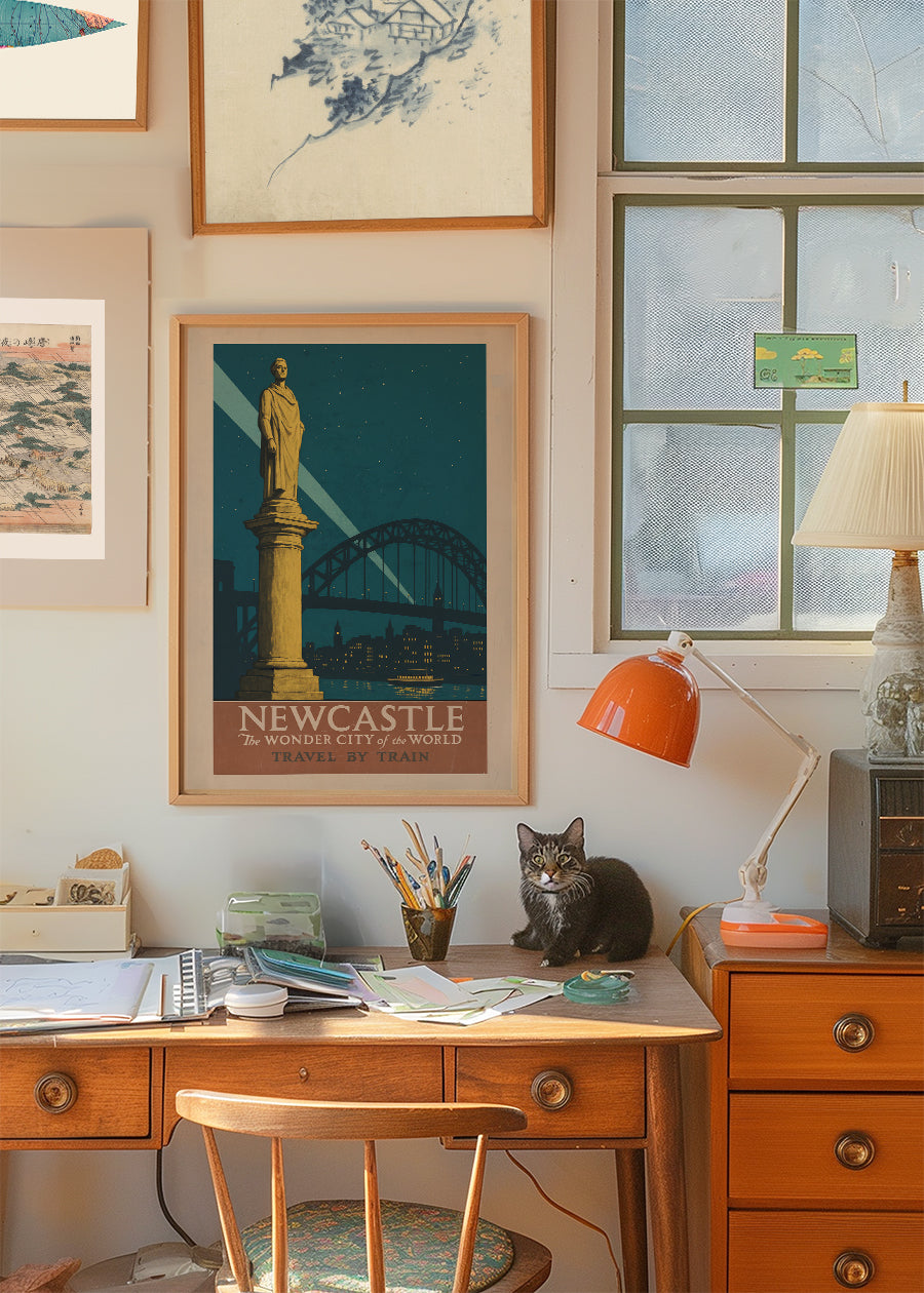 Newcastle Wonder City Monument Tourist Poster Print