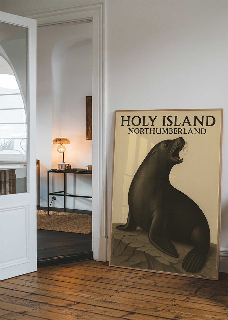 Holy Island Seal Vintage Style Poster Print