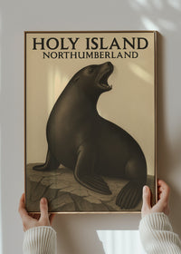 Holy Island Seal Vintage Style Poster Print