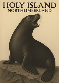 Holy Island Seal Vintage Style Poster Print