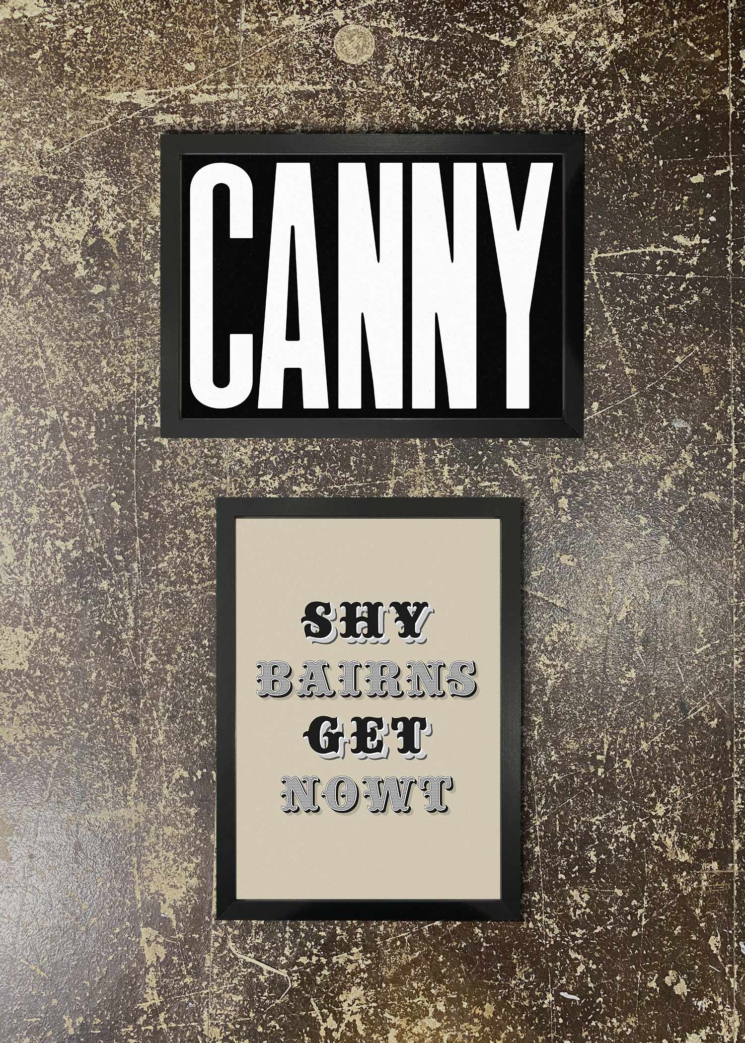 2 Prints & Frames - Canny & Shy Bairns B&W