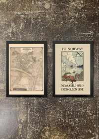 2 Prints & Frames - North East Map & Oslo Ferry Poster