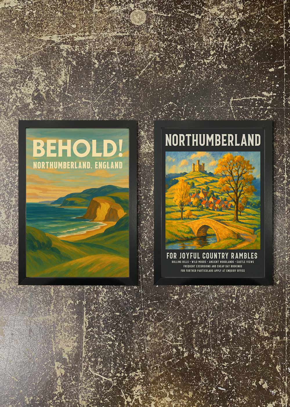 2 Prints & Frames - Behold Northumberland & Railway Poster