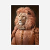 Lion in Peach Jacket Animal Portrait Print