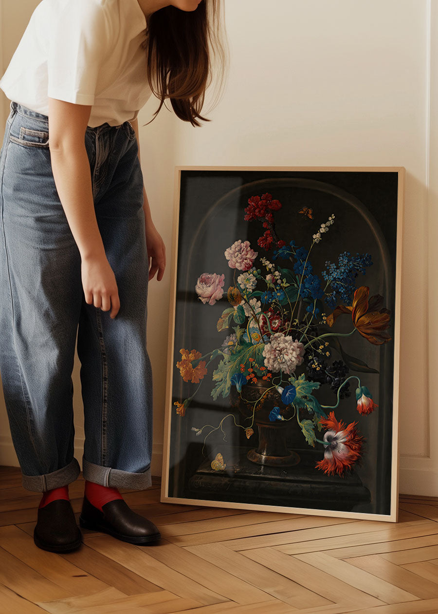 Roses & Tulips by Johann Baptist Drechsler Still Life Painting