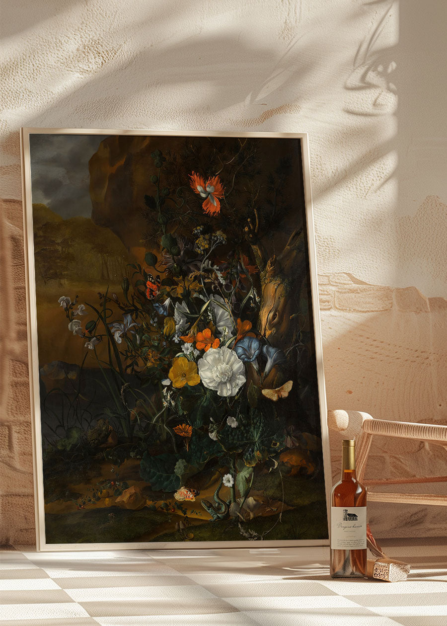 Flowers & Butterflies by Rachel Ruysch Still Life Painting