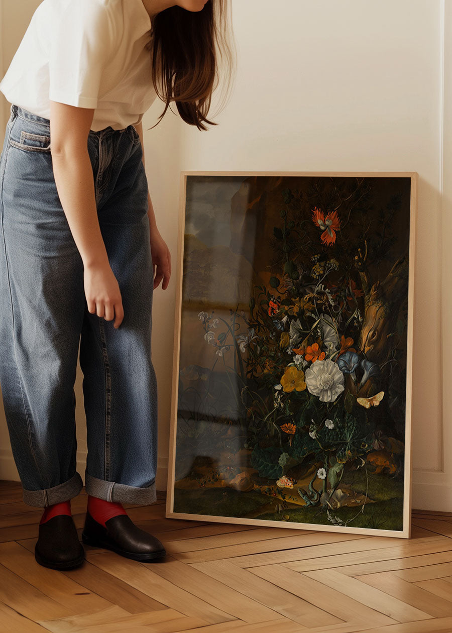 Flowers & Butterflies by Rachel Ruysch Still Life Painting