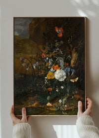 Flowers & Butterflies by Rachel Ruysch Still Life Painting