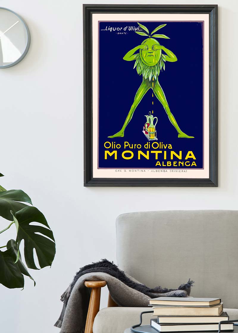 Vintage Montina Olive Oil Advertising Poster Print