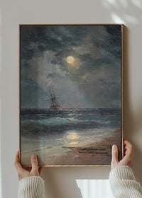 Ship by Moonlight by Ivan Konstantinovich Aivazovsky Poster Print