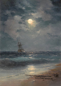 Ship by Moonlight by Ivan Konstantinovich Aivazovsky Poster Print
