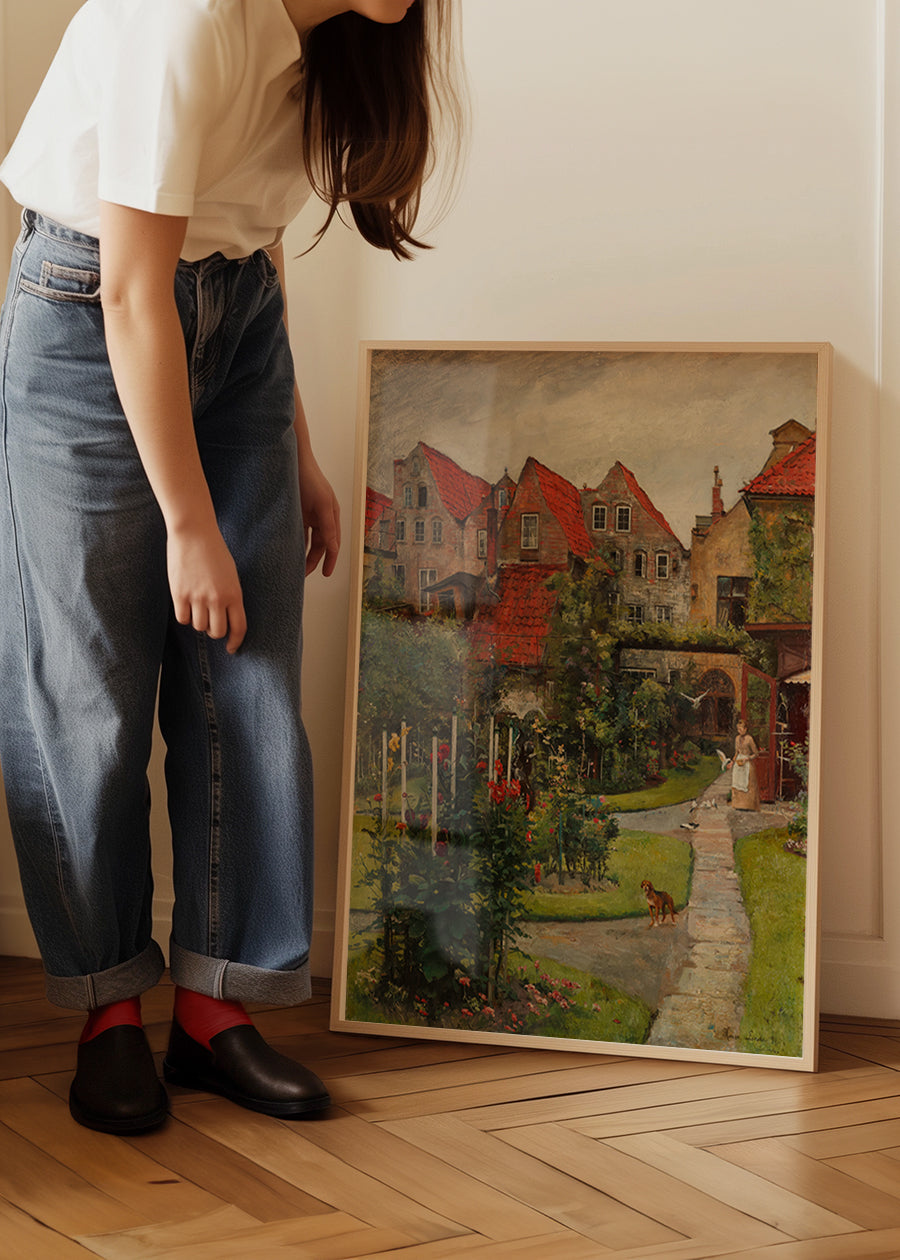 Urban garden in Lübeck by Hermann Linde Poster Print