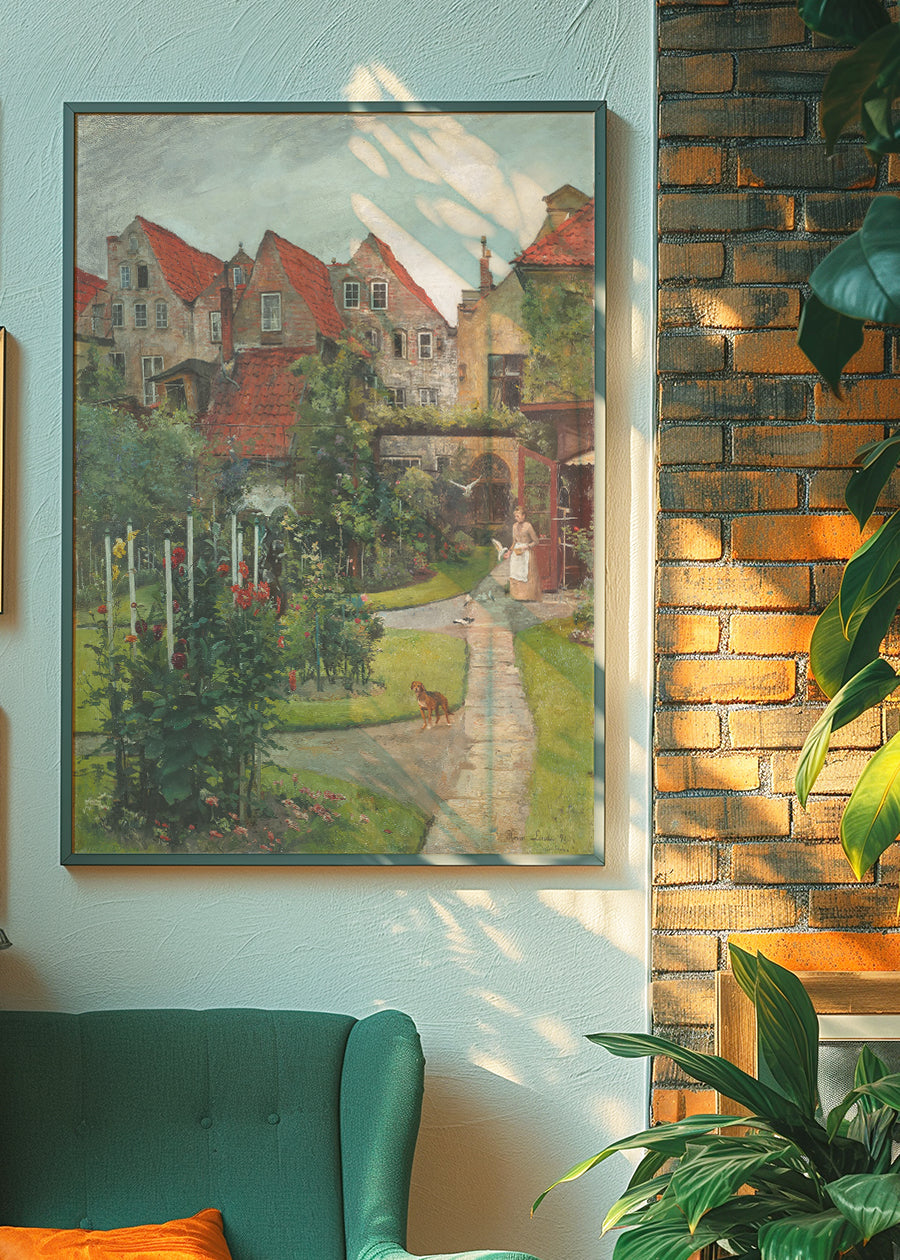 Urban garden in Lübeck by Hermann Linde Poster Print