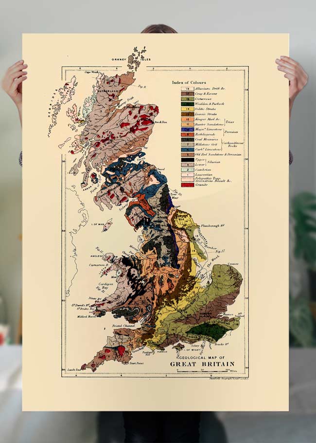 Great Britain Vintage Antique Map Print