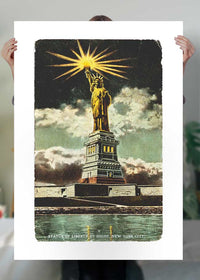 Statue Of Liberty Vintage Illustration Print