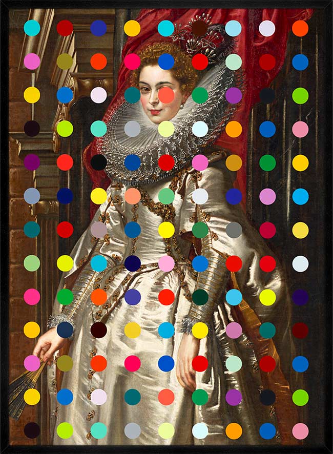 Modern Art Dots Portrait Altered Art Print 1