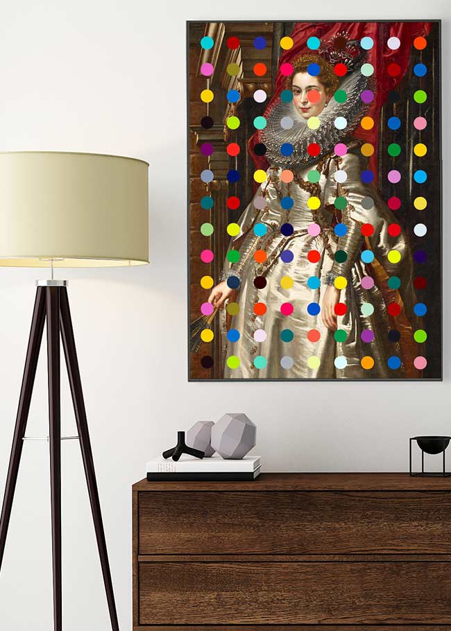 Modern Art Dots Portrait Altered Art Print 1