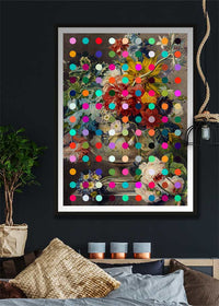 Modern Art Dots Flowers Altered Art Print