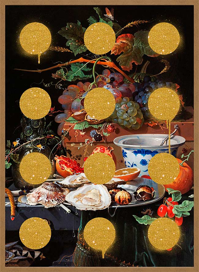 Gold Glitter Dots Still Life Print