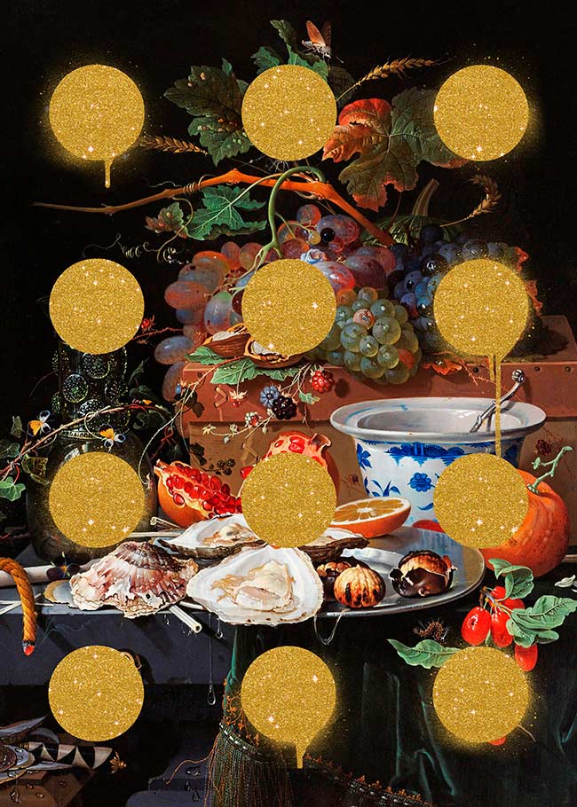 Gold Glitter Dots Still Life Print