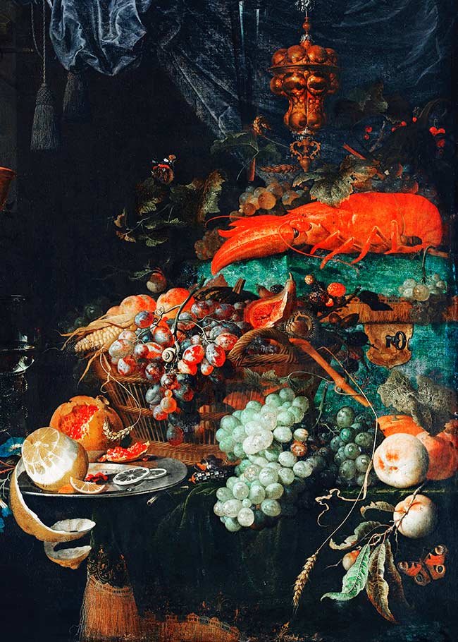 Fruits and lobster Vintage Print by Abraham Mignon