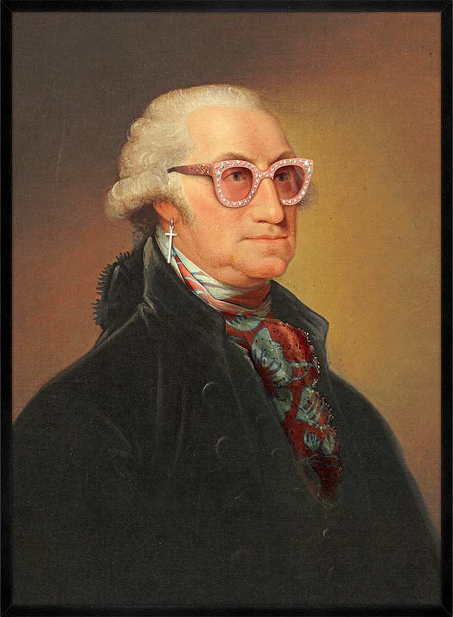Sparkly Elton Glasses George Washington Portrait Print