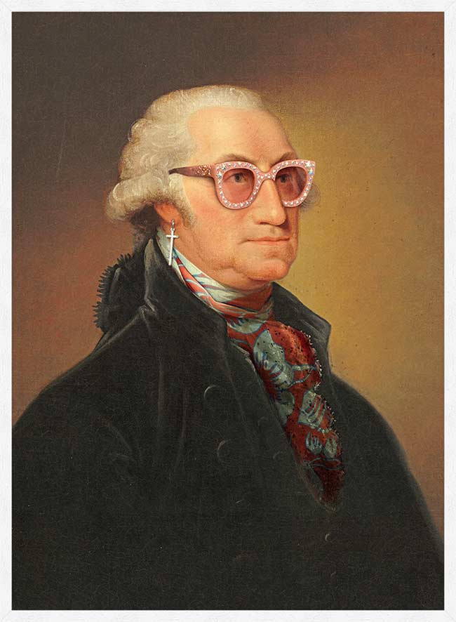 Sparkly Elton Glasses George Washington Portrait Print