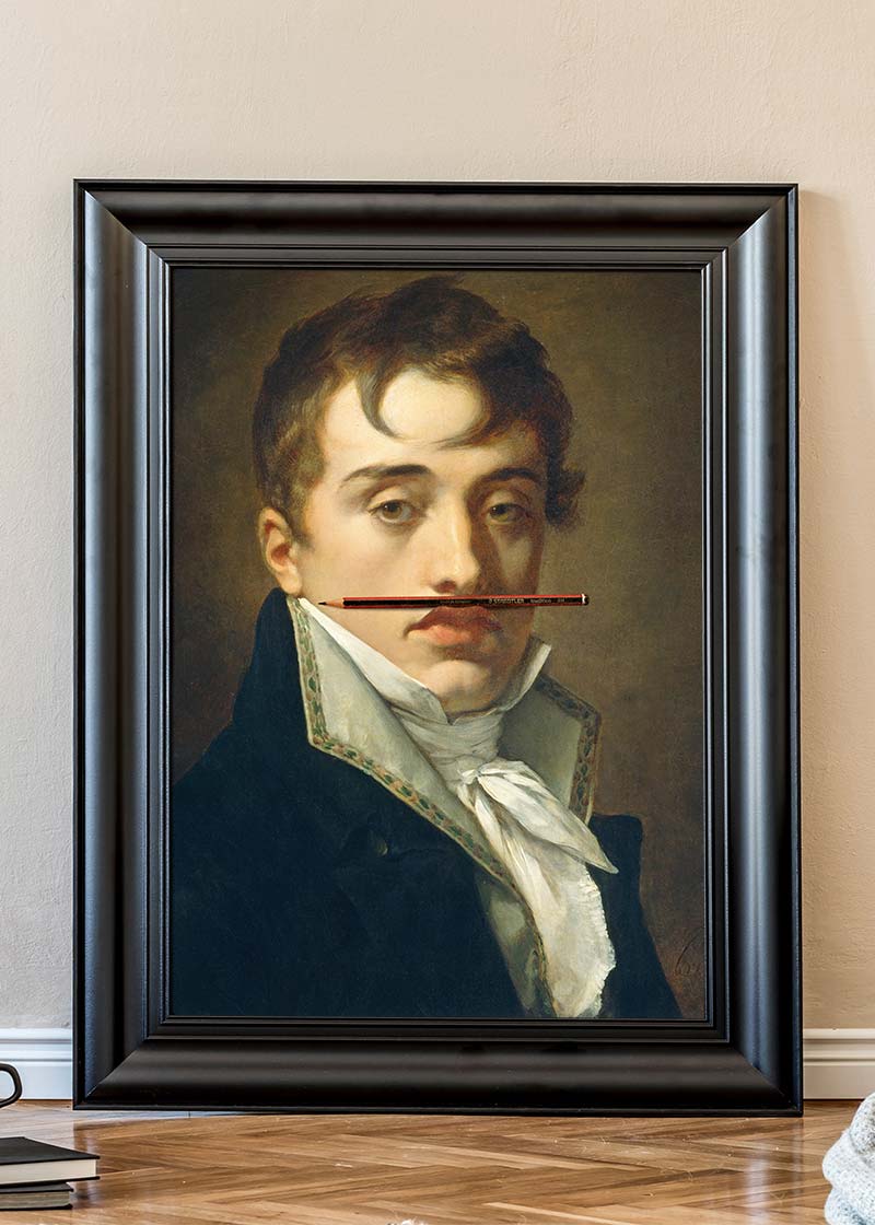 David Johnston by Pierre Paul Prudhon with Pencil Moustache Print