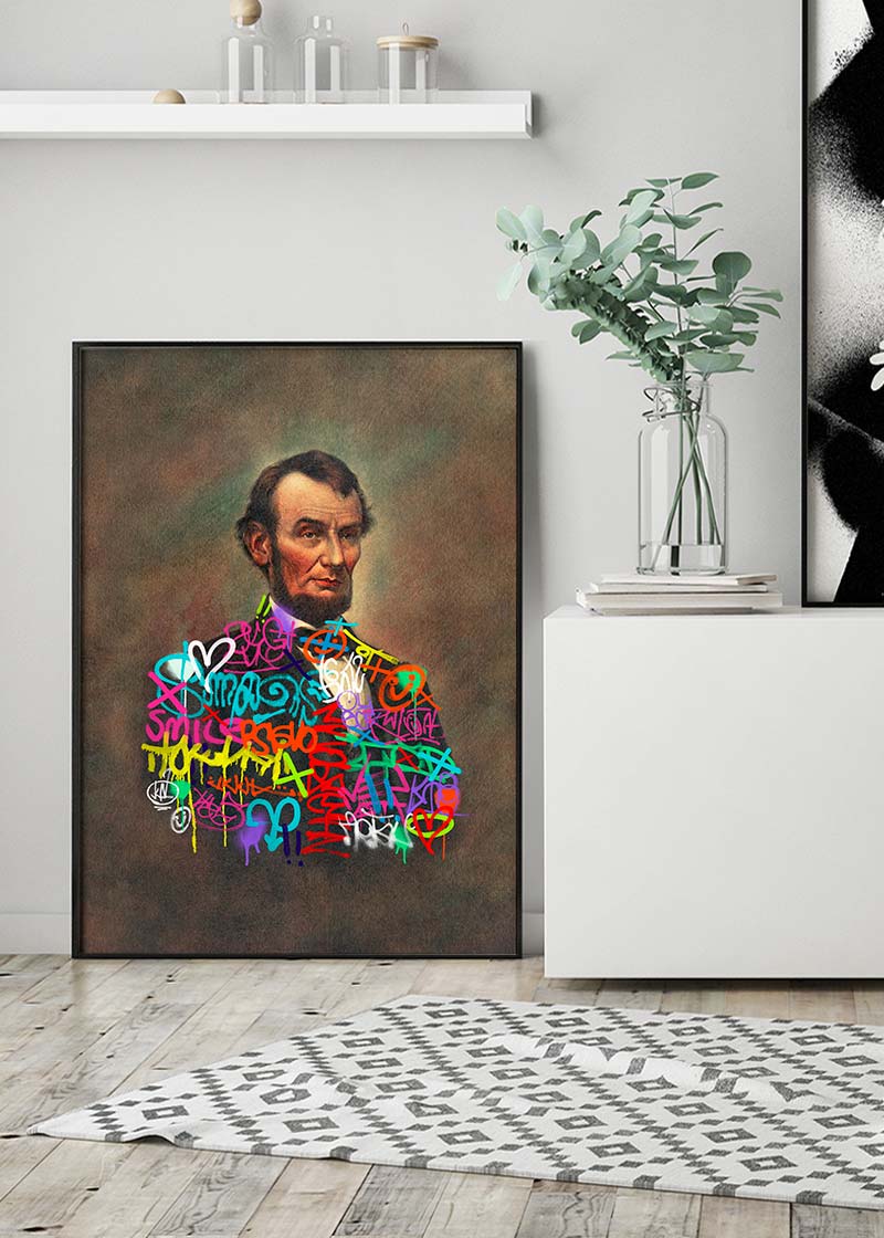 Abraham Lincoln Graffiti Jacket Print