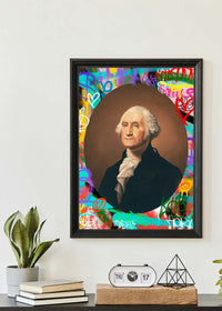 George Washington Graffiti Background Portrait Print