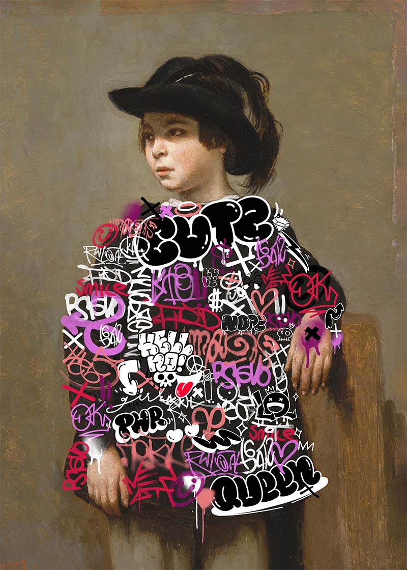 Graffiti Dress Girl Portrait Print