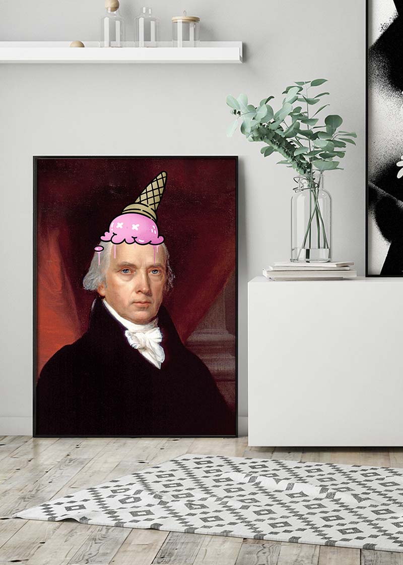 Ice Cream Cone Splat Portrait Print