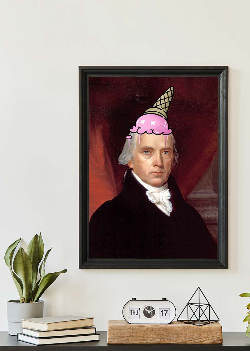 Ice Cream Cone Splat Portrait Print