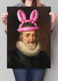 King Henri IV of France with Balloon Bunny Rabbit Ears Print
