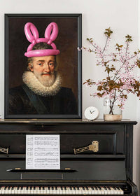 King Henri IV of France with Balloon Bunny Rabbit Ears Print