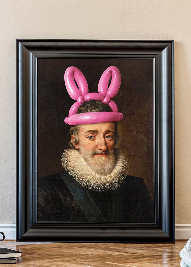 King Henri IV of France with Balloon Bunny Rabbit Ears Print