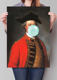 Military Bubblegum Blowing Portrait Print