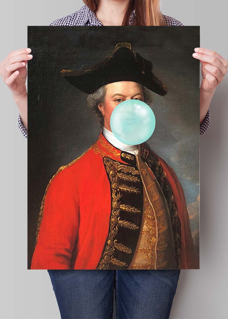 Military Bubblegum Blowing Portrait Print