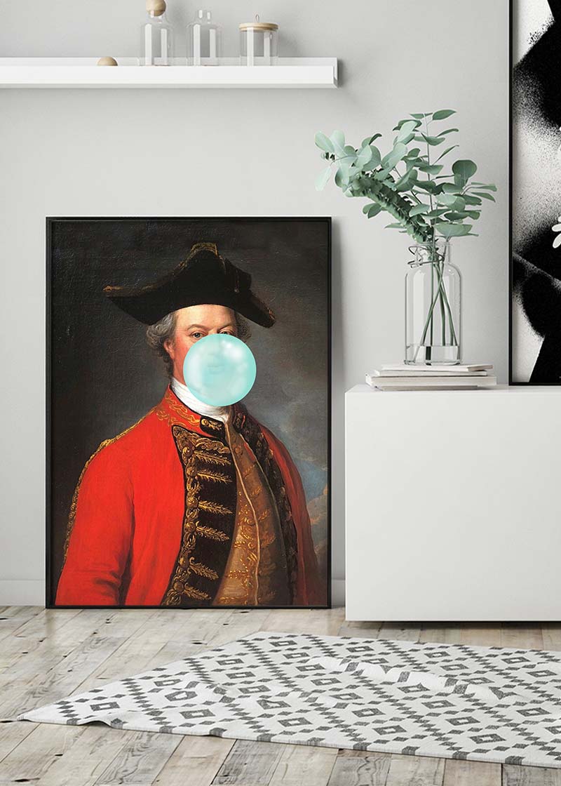Military Bubblegum Blowing Portrait Print