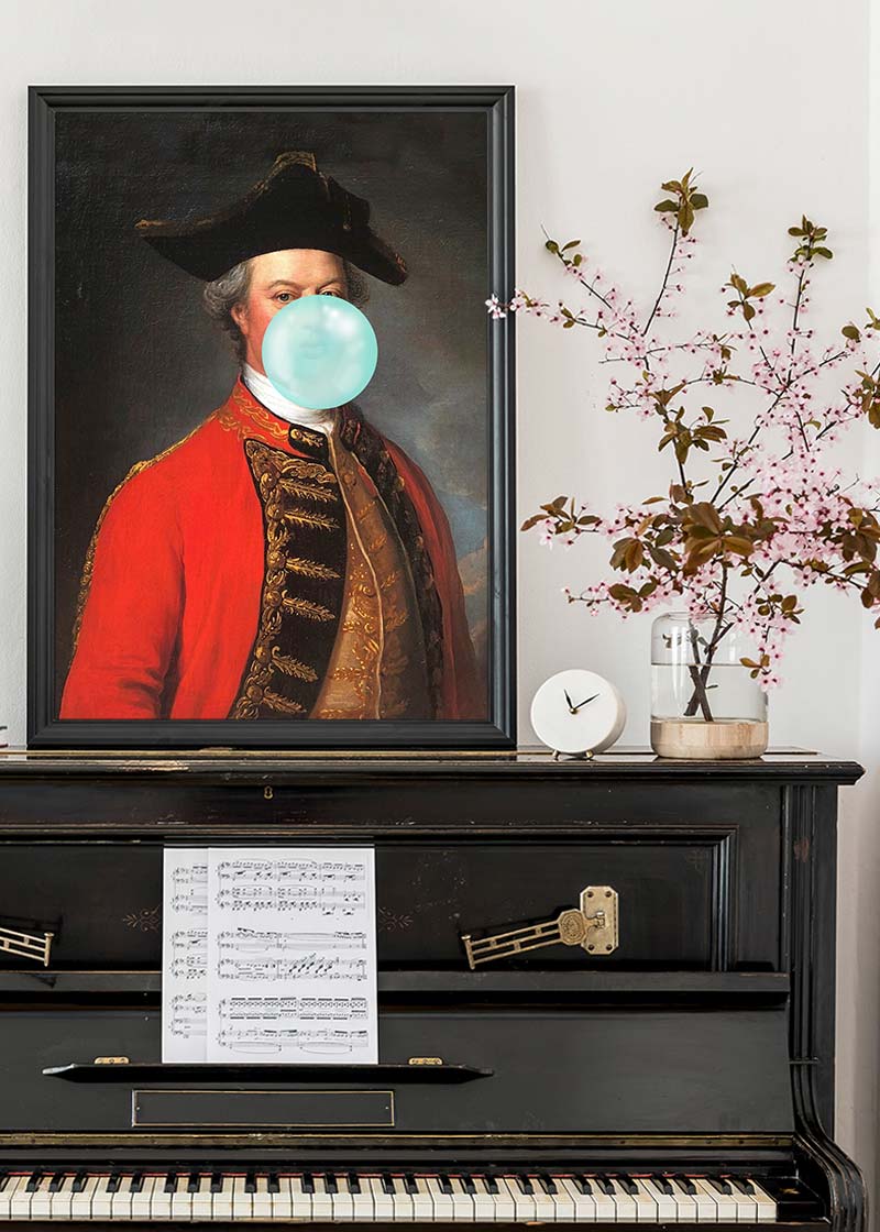 Military Bubblegum Blowing Portrait Print