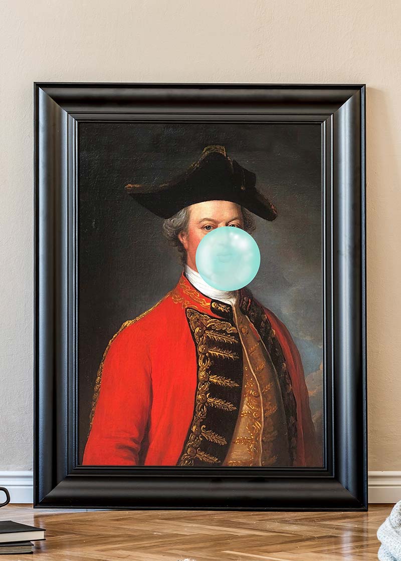 Military Bubblegum Blowing Portrait Print