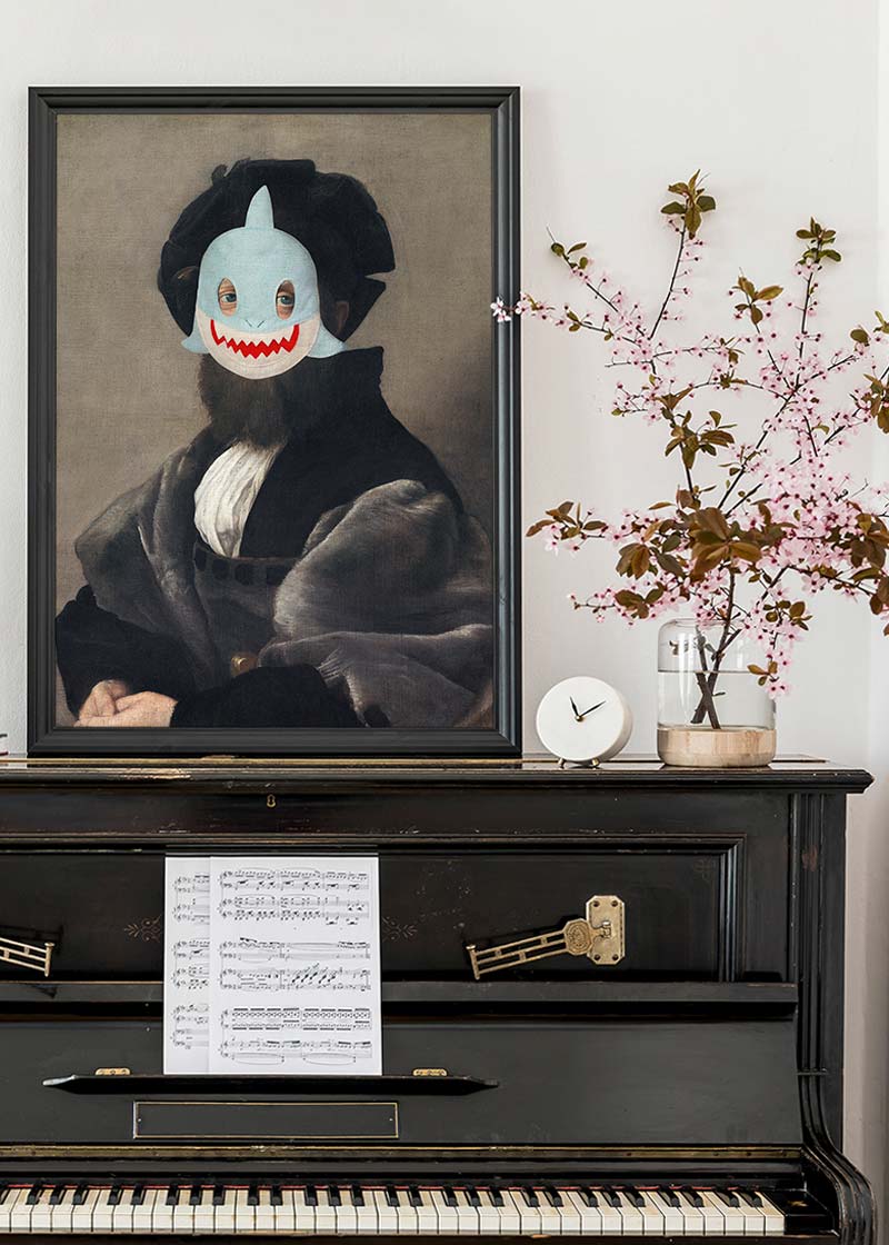 Felt Shark Mask Portrait Print