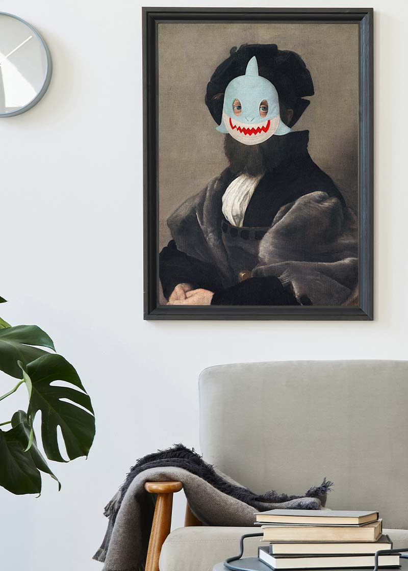 Felt Shark Mask Portrait Print